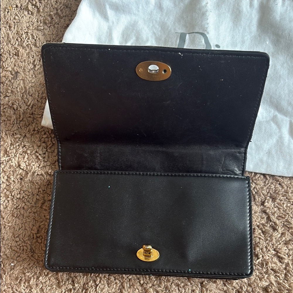 Dior Black Leather Clutch with Gold Bee Accent - Picture 4 of 16